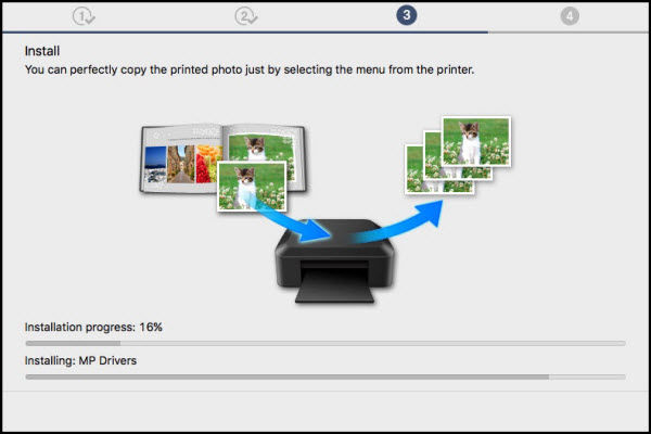 Install screen showing download progress bars